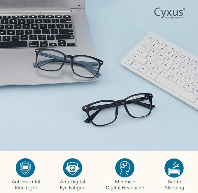 Cyxus Blue Light Glasses Men Women Reduce Eye Strain UV Blocking for Office Work Computer Screen 8082