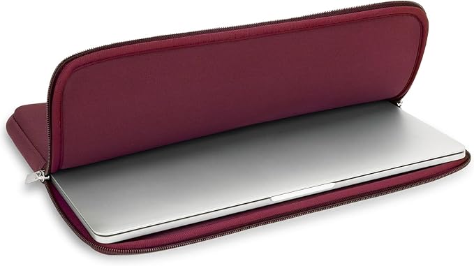 RAINYEAR Laptop Sleeve Case Compatible with 13.3 Inch Notebook Computer Tablet Chromebook 14" MacBook Pro/Max M1 M2 M3 M4 M5 Soft Carrying Bag Zipper Protective Cover with Accessories Pouch (Red)