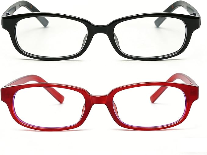HJSTES Retro Clear Rectangle Glasses for Women Men Fake Blue Light Blocking Lens Narrow Frame Non Prescription Eyeglasses