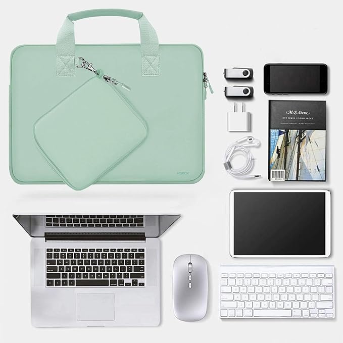 Hseok Laptop Sleeve 13.3-14 inch Case with Small Pouch, Neoprene Computer Bag Compatible with MacBook Neo/Pro 14 M5/M4/M3/M2/M1, Mac Air/Pro 13.3, XPS 14 and Most 13-14 inch Notebooks,Spring Blue
