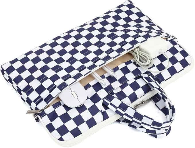 canvaslife Waterproof Pattern Resistant Laptop Shoulder Messenger Bag for Pro 16 inch and 15.6 inch-16 inch Laptop (Deep blue Checker)