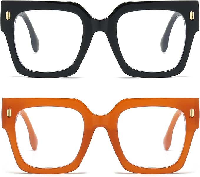 Breaksun Fashion Oversized Blue Light Blocking Glasses for Women Men Trendy Big Square Frame Computer Eyeglasses