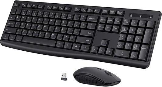 Wireless Keyboard and Mouse Combo, COLIKES 2.4G USB Cordless Mouse and Keyboard, 3 Level DPI Slim Ergonomic, Responsive Plug & Play for Computer Laptop PC - Full Size