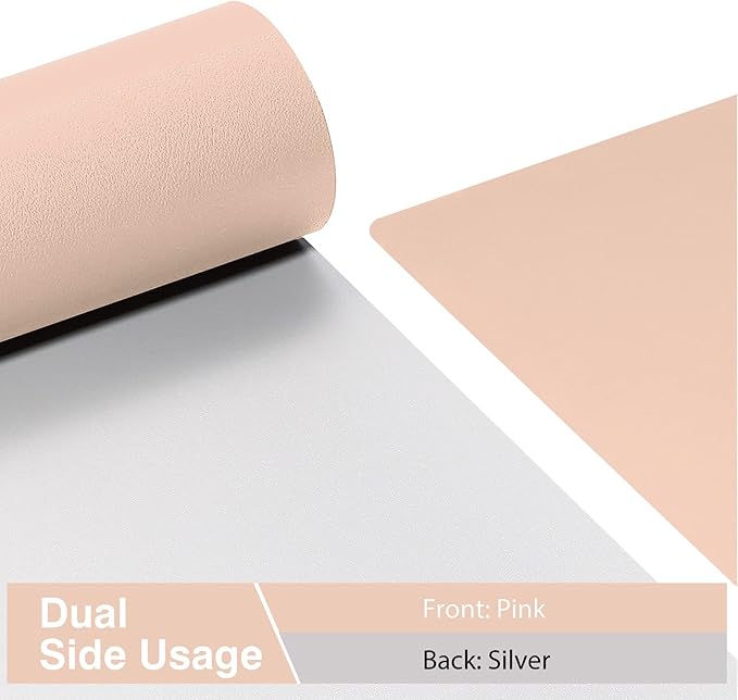 TOWWI Dual Sided Desk Pad, Large Desk Mat, Waterproof Desk Blotter Protector Mouse Pad, Leather Desk Pad Large for Keyboard and Mouse (36" x 17", Pink/Silver)