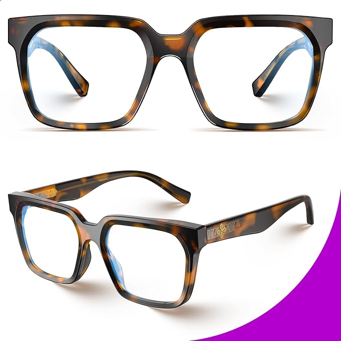VISOONE 2 Pack Rectangle TR90 Blue Light Blocking Glasses Computer Eyewear with Preppy Look for Women and Men Cougar