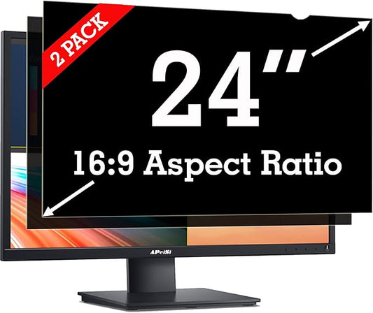 [2 Pack] 24 Inch Privacy Screen Filter for Widescreen 16:9 Monitor | Privacy Shield | Anti-Glare | Anti-Blue light | Eye Protection | ANTI-SPY | Computer Security Private Filter Protector
