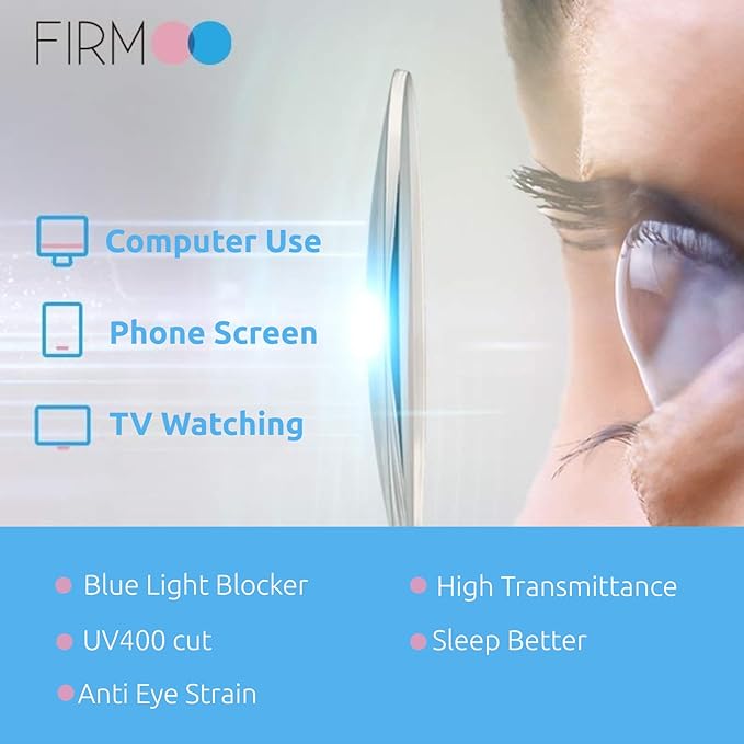 Firmoo Oversized Blue Light Glasses for Women Men Large Frame Anti Eyestrain & UV Protection Computer Gaming Blue Blocker Eyeglasses(Pattern)