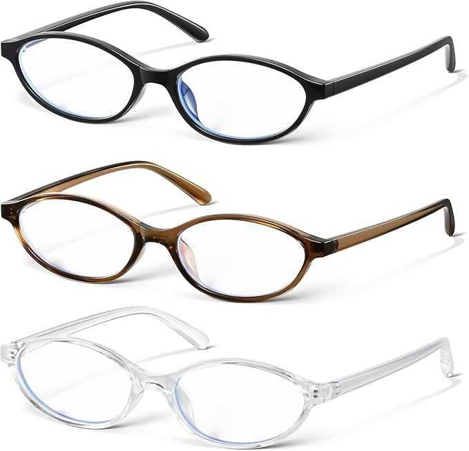 KUGUAOK Retro Oval Blue Light Blocking Glasses for Women 90s Small Cat Eye Eyeglasses Frame TV Bluelight Glasses