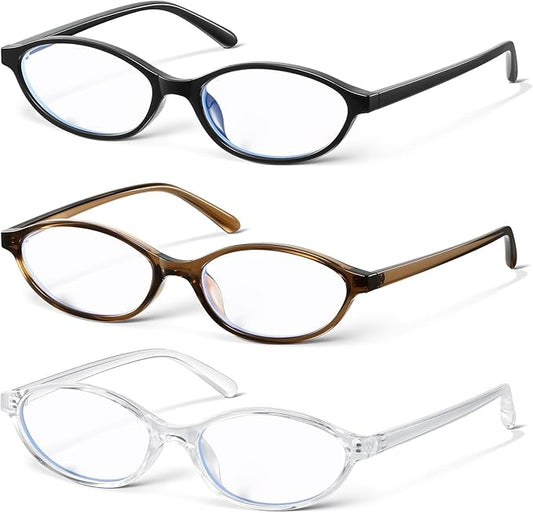 KUGUAOK Retro Oval Blue Light Blocking Glasses for Women 90s Small Cat Eye Eyeglasses Frame TV Bluelight Glasses