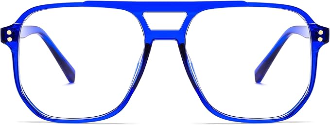 FEISEDY Blue Light Blocking Glasses Fake Nerd Clear Square Computer Lightweight Pilot Glasses Frame Oversized B2866