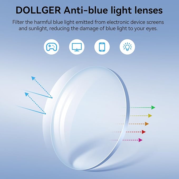 Dollger Blue Light Glasses Men Rectangle Vintage Anti BlueLight Blocking Glare Cute Trendy Computer Gaming UV Eyeglasses
