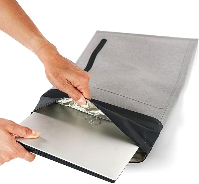 Mission Darkness Dry Shield Faraday Laptop Sleeve // Slim Waterproof Bag for Laptop Computers, RF Shielding Liner, Felt Padding, Magnetic Roll Closure, Signal Blocking, Anti-Hacking, Data Security