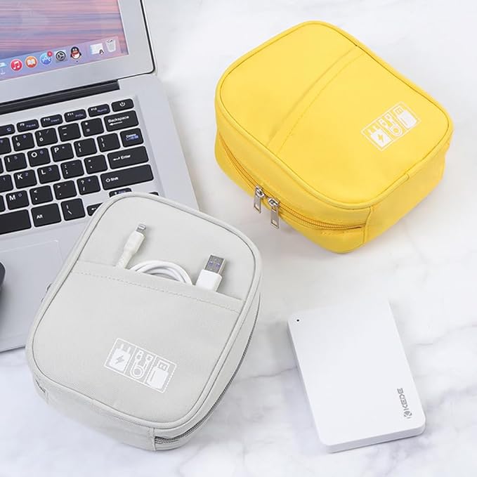 E-Tree Storage Pouch for Small Electronics and Accessories,Tech Bag,Electronic Organizer Case Compatible with MacBook Laptop Charger,Mouse,Cables,Hub,Power Bank,Earphone,Toiletries Cosmetics (Grey)