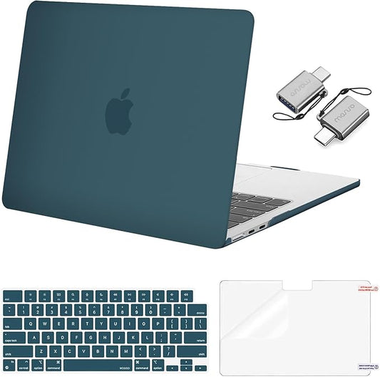 MOSISO Compatible with MacBook Air 13 inch Case M5 2026 M4 2025 M3 M2 2024-2022 A3449 A3240 A3113 A2681, Hard Shell&Keyboard Cover&Screen Film&Type C for MacBook Air 13.6 inch Case, Teal Green