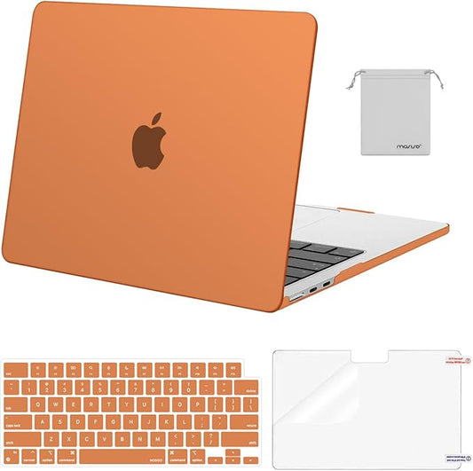 MOSISO Compatible with MacBook Air 13 inch Case M5 2026 M4 2025 M3 M2 2024-2022 A3449 A3240 A3113 A2681,Hard Shell&Keyboard Cover&Screen Film&Pouch for MacBook Air 13.6 inch Case, Cosmic Orange