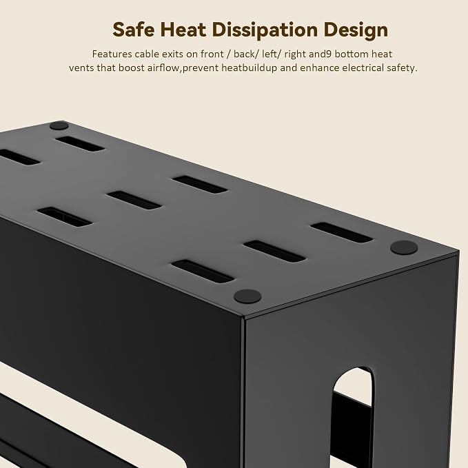 Metal Cable Management Box - Large Cable Organizer Box and Power Strip Box for Electrical Cord Hiding, Home Office Desk and Floor Cables Hider, TV Wires Storage Organization - Image 4