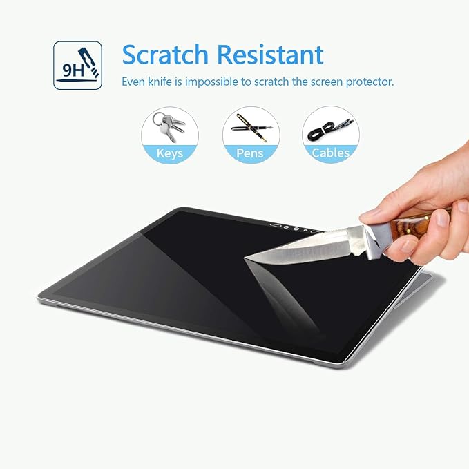 Megoo Screen Protector (2 Pack) for Microsoft Surface Go 4/3/2/1, 9H Tempered Glass, Anti-Drop, Hydrophobic, Oleophobic, 24.1 x 17.1 cm, 10.5 inch, 2 Pieces