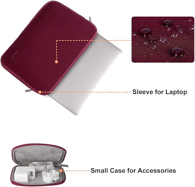 MOSISO Laptop Case 15 inch, 15 inch Laptop Sleeve Bag Compatible with MacBook Air M5 A3448 M4 A3241 M3 A3114 M2 A2941 2026-2023, Dell XPS, Neoprene Computer Sleeve Bag with Small Case, Wine Red