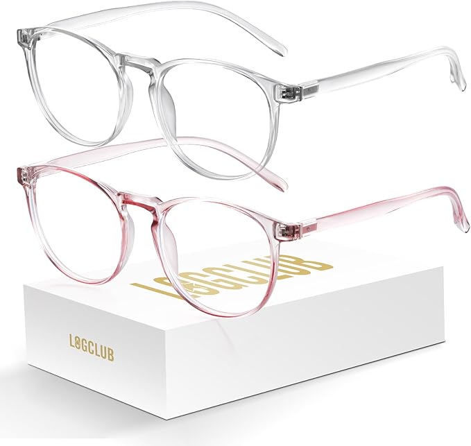 2 Pack Blue Light Glasses For Woman/Men Blue Retro Round Light Blocking Glasses