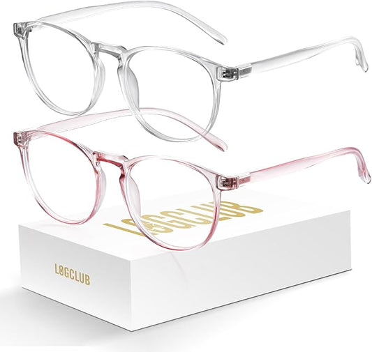 2 Pack Blue Light Glasses For Woman/Men Blue Retro Round Light Blocking Glasses