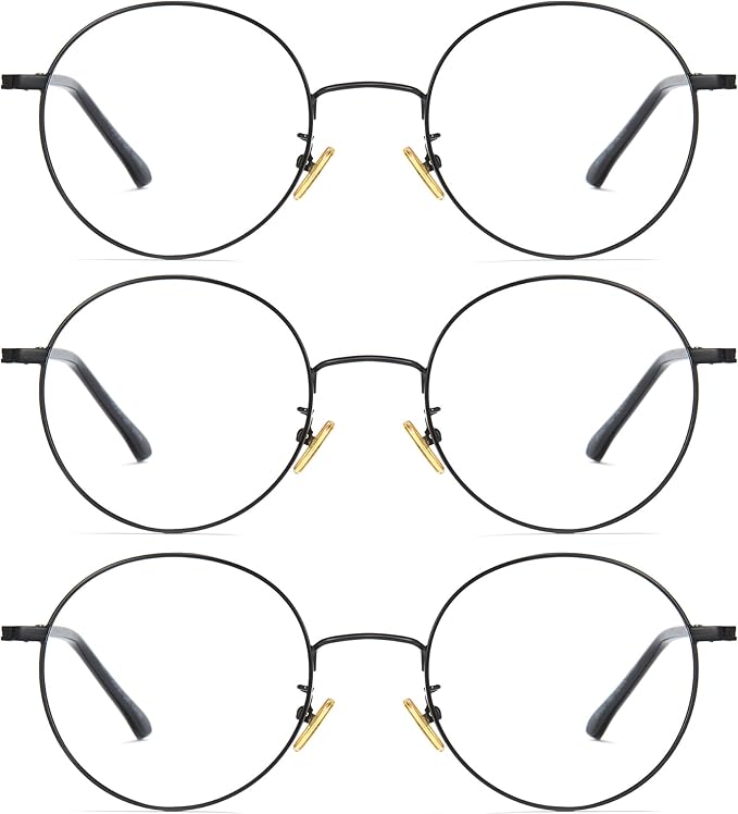 Cyxus Blue Light Glasses for Men and Women, Round Metal Frame Computer Eyeglasses for Office, Gaming, Reading 8090