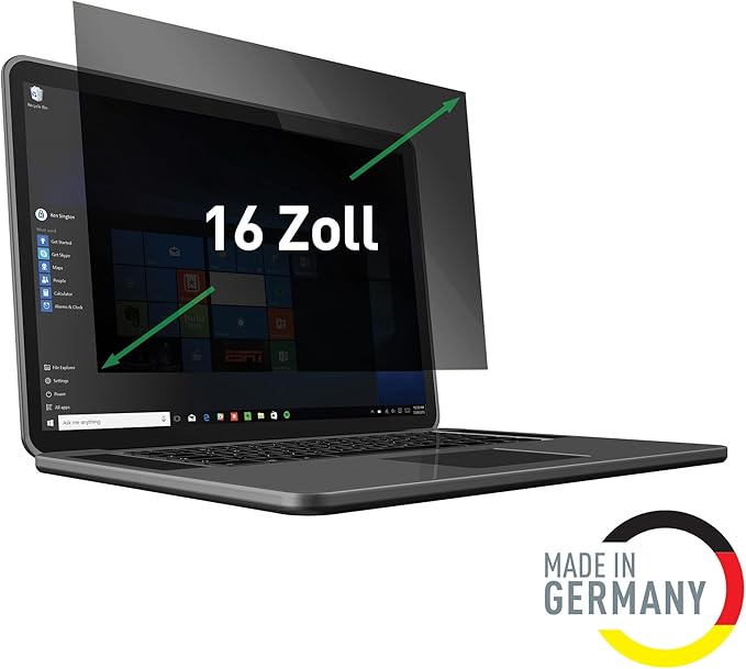 Leitz Laptop Privacy Filter 16 Inch (16:10), Removable Protective Film for Laptops, with Blue Light Filter and Anti-Glare Protection, Can be Used on Both Sides, Touchscreen Compatible, Made in Germany