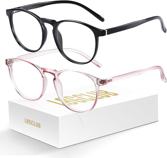 2 Pack Blue Light Glasses For Woman/Men Blue Retro Round Light Blocking Glasses