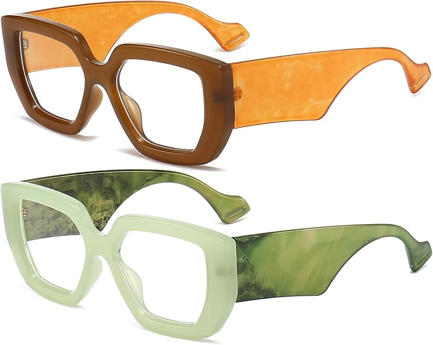 AIEYEZO Thick Frame Blue Light Glasses Men Women, Fashion Square Computer Eyeglass Anti Eyestrain & Prevent Headache