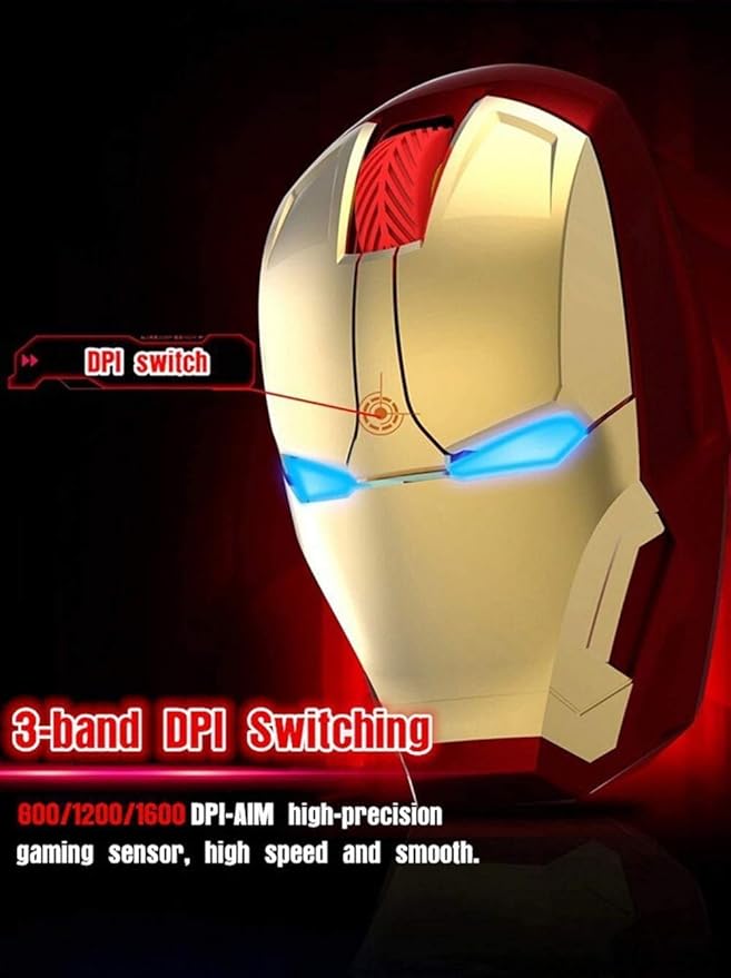 Ergonomic Wireless Mouse - Cool Mice 2.4G Portable Optical Mice with USB Receiver, for Notebook PC Laptop Computer Mac Book, Add a Keychain (Golden)