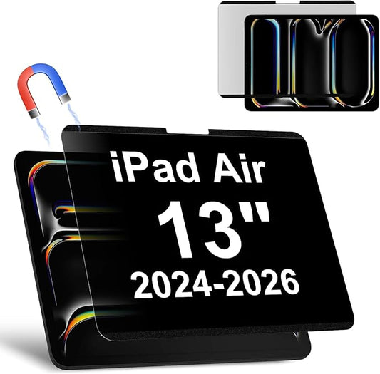 Magnetic Privacy Screen Protector Compatible with iPad Air 13 Inch 2024-2026 (M2/M3/M4, 6th/7th/8th Gen), Removable Anti Blue Light Glare Spy Filter, High Sensitive Bubble-Free Black Security Private Shield