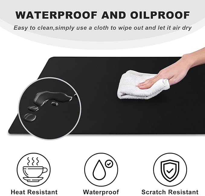 Large Mouse Pad, Desk Mat Large Office Desk Pad Gaming Mouse Pad with Stitched Edges, 31.5" x 15.7" Mousepad with Non-Slip Waterproof Rubber Base for PC Laptop Home Office Accessories, Gray