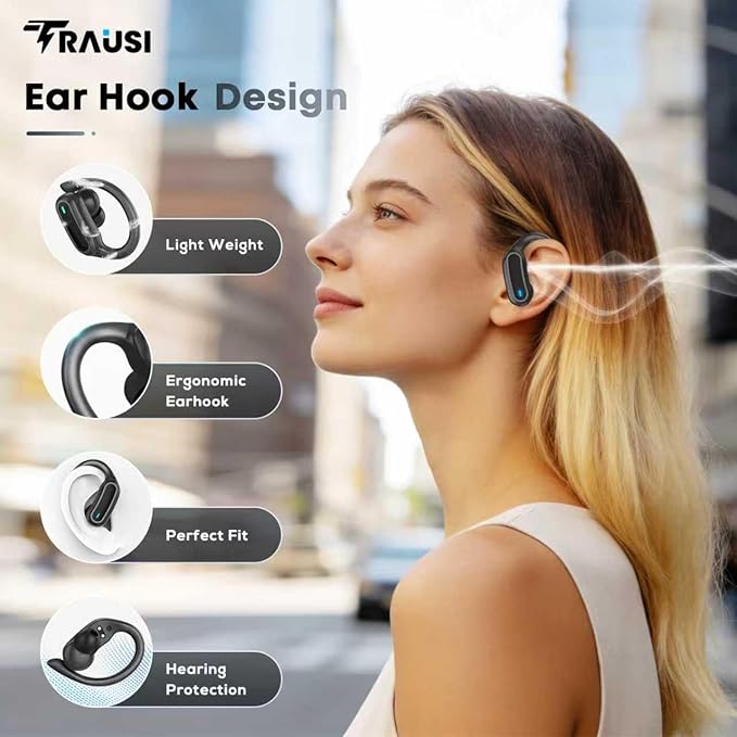 Wireless Earbuds Bluetooth 5.4 Headphones, 54H Playtime Stereo Earphones with Noise Cancelling Mic, IPX7 Waterproof, Fast Charging and Comfort Fit Ear Buds for Fitness/Sports/Workouts/Travel Black