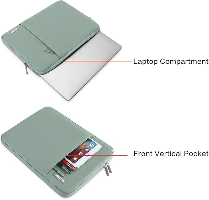 MOSISO Laptop Case 13 inch, Laptop Sleeve Compatible with MacBook Neo/Air/Pro 13 inch with A18/M5/M4/M3/M2/M1 Chip 2026-2016, Polyester Vertical Computer Sleeve Bag with Pocket, Antique Green