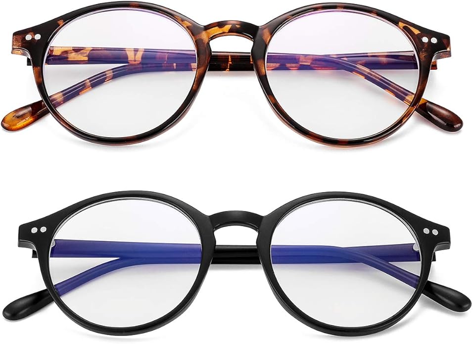 Gleyemor Blue Light Glasses for Men Women, Vintage Round Frame Computer Eyeglasses