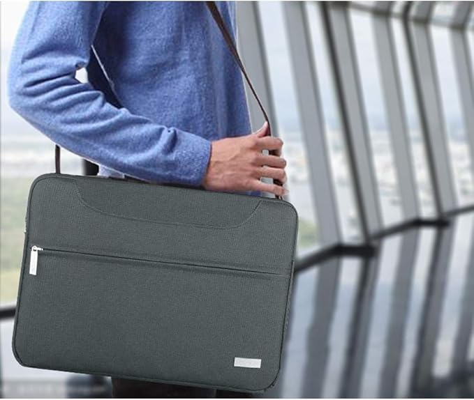 Hseok 17.3 Inch Laptop Shoulder Bag, Water-Resistant & Shockproof Protective Computer Case Compatible with 17.3 inch Dell Asus HP Lenovo Acer MSI Notebooks,Dark Gray