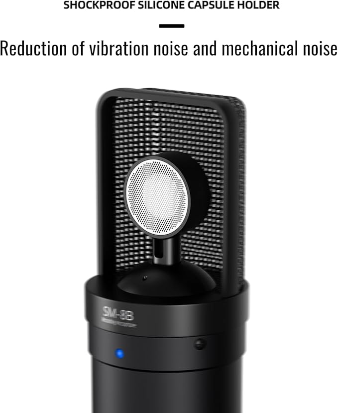 TAKSTAR Professional Recording Microphone, XLR 16mm Condenser Diaphragm Microphone with Anti-Vibration Mount, POP Filter for Vocal, Instruments, Stage, Streaming, Gaming, Video Dubbing, SM-8B II