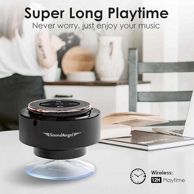 XLEADER SoundAngel Mate(2nd Gen) Pro Shower Speaker, Certified IPX7 Waterproof Bluetooth Speaker, 8W Crystal Sound&Rich Bass, 15H Playtime, with Suction Cup & Silicone Lanyard, Ideal Gifts, Rose Gold
