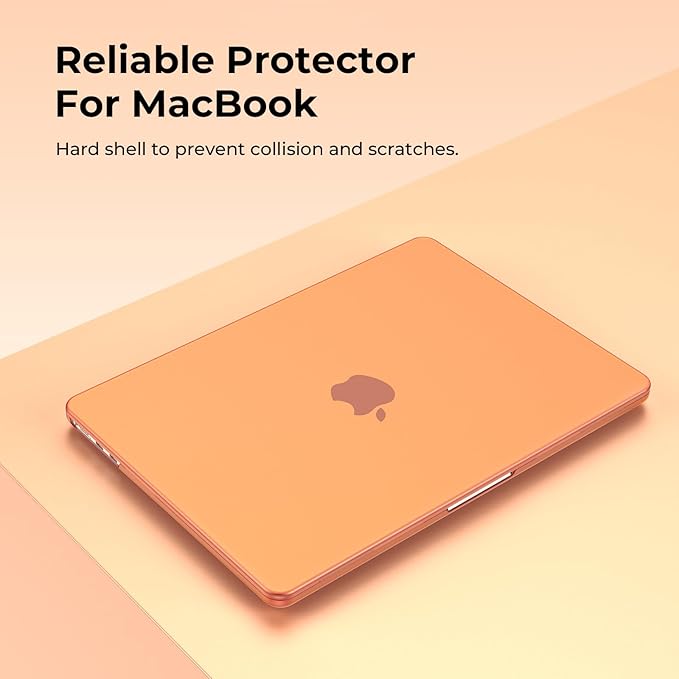 EooCoo Case Compatible with MacBook Air 13 inch M5 2026-2022 Release M4 M3 M2 A3449 A3240 A3113 A2681, Hard Shell&Keyboard Skin Cover&Screen Protector for Mac Air 13.6 inch, Matte Orange