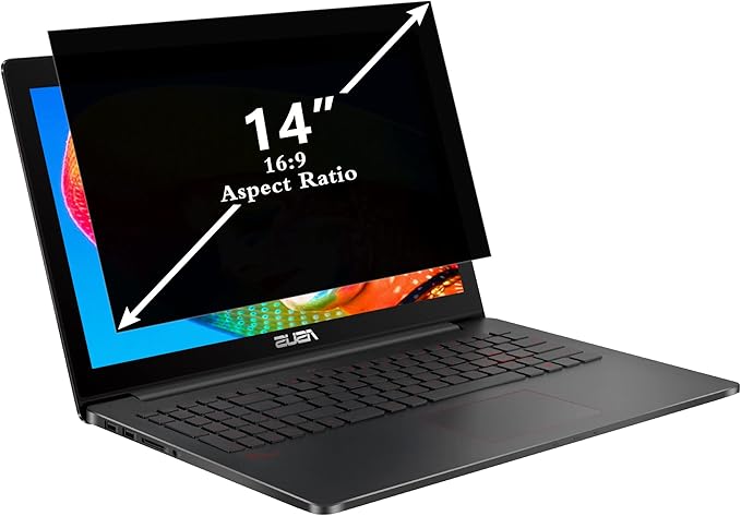 PYS Laptop Privacy Screen Shield 14 Inch, Privacy Screen Protector for 14In Laptop 16:9 Aspect Ratio,Anti Glare/Blue Light/Scratch Compatible with Lenovo/HP Envy/Dell/Acer/Samsung/Asus/Toshiba