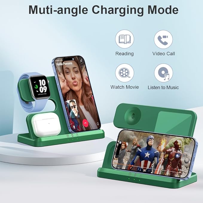 JARGOU 3 in 1 Charging Station for Apple Wireless Charger for iPhone 17 16e 16 15 14 13 12 11 X 8 & for iWatch Charger Wireless Charging Station for Multiple Devices for AirPods 2/3/4/Pro/Pro 2/Pro 3
