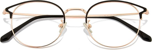 Cyxus Blue Light Glasses for Men and Women, Round Metal Frame Computer Eyeglasses for Office, Gaming, Reading 8090