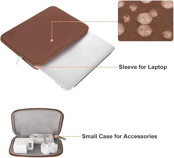 MOSISO Laptop Case 16 inch, 15-15.6 inch Laptop Sleeve Bag Compatible with MacBook Pro 16 M5 M4 M3 M2 M1, HP Acer Dell Lenovo ASUS Notebook, Neoprene Computer Sleeve Bag with Small Case, Caramel Brown