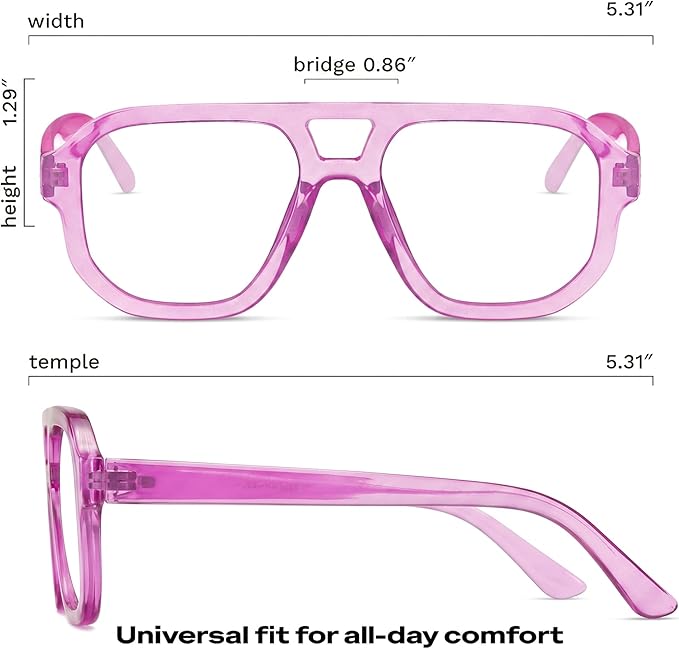 livho Retro Aviator Blue Light Blocking Glasses for Women Men with Soft Case, Trendy Rectangle Computer Eyeglasses