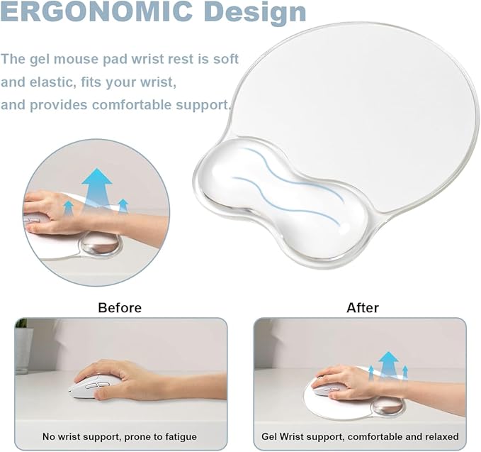 Gel Keyboard and Mouse Wrist Rest Set - Ergonomic Gel Mouse Pad with Wrist Support for Typing Pain Relief/Office/Computer/Laptop/Gaming
