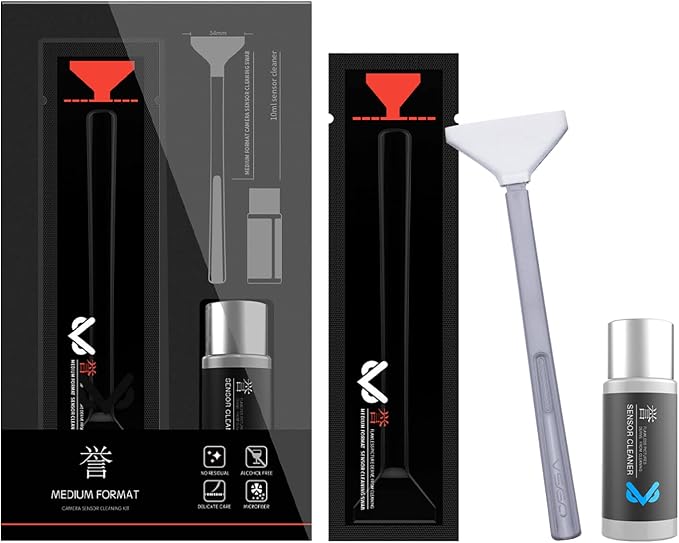 VSGO Mirrorless Camera Sensor Cleaning Kit for Meduim Format Cameras, 12pcs 34mm CMOS Swabs and 10ml Cleaner Inluded (VS-S04E) by VSGO