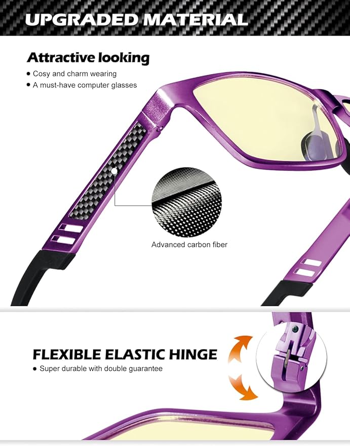 ANYLUV Blue Light Blocking Glasses Men Computer Gaming Glasses Lightweight Al-Mg Metal Anti Eyestrain Eye Protection
