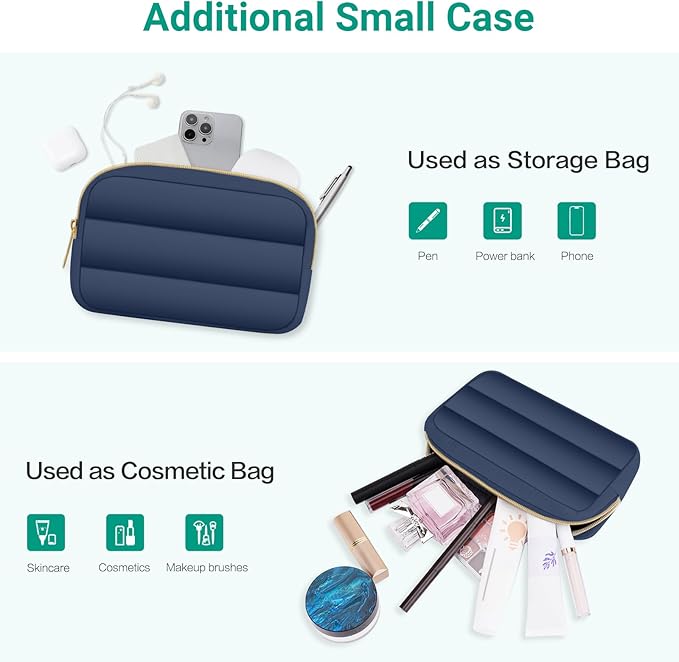 MOSISO Laptop Case 16 inch, 15-15.6 inch Puffy Laptop Sleeve Compatible with MacBook Pro 16 M5 M4 M3 M2 M1, HP Dell ASUS Acer Toshiba Lenovo, Polyester Horizontal Bag with Small Case, Midnight Blue