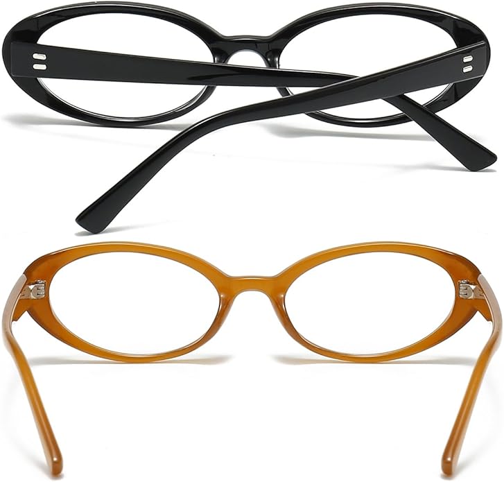 JOVAKIT Oval Blue Light Blocking Glasses for Women Men Vintage Fashion Small 90s Retro Oval Frame Style Eyeglasses