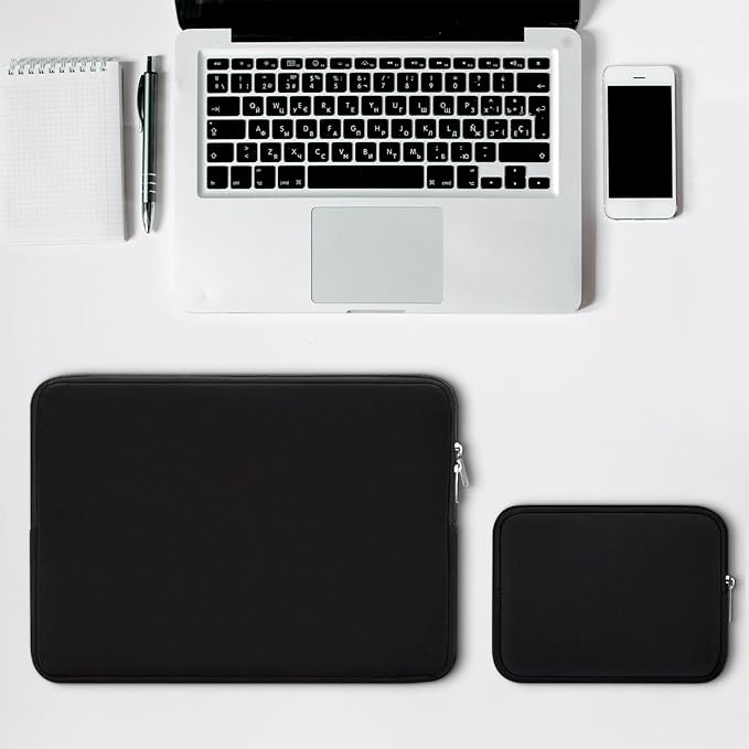 RAINYEAR 15 Inch Laptop Sleeve 15" Protective Soft Case Cover Bag with Accessories Pouch, Compatible with 15.4" MacBook Pro/Air A3448 A3241 A2941 A3114 A1938 A1707 A1990 (Black)
