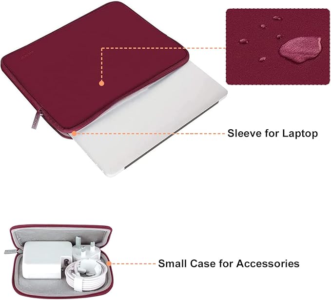 MOSISO Laptop Case 13.3 inch, 13-13.3 inch Laptop Sleeve Bag Compatible with MacBook Air/Pro 13/Pro 14 M5 M4 M3 M2 M1, HP Dell ASUS Lenovo, Neoprene Computer Sleeve Bag with Small Case, Red
